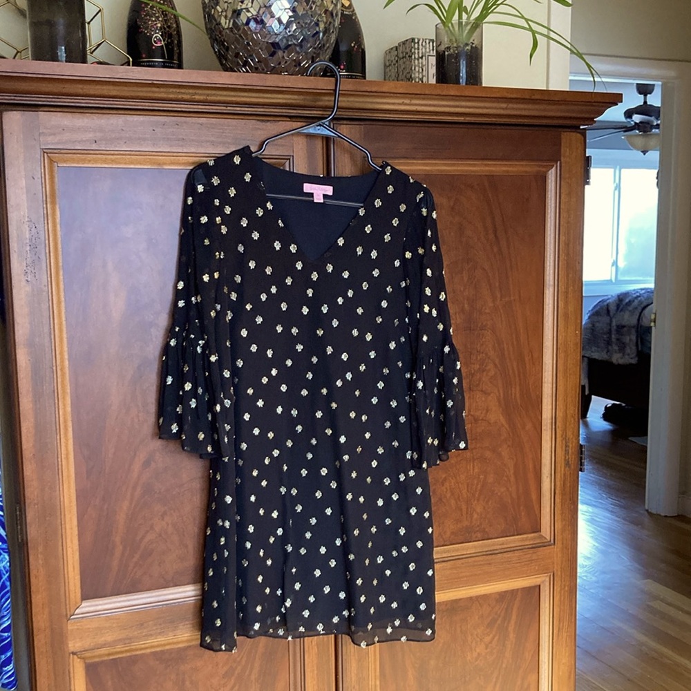 Lilly black and gold spotted dress